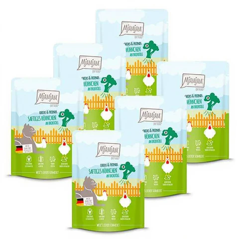 MjAMjAM Quetschie Chicks & Friends Sachet au poulet et brocoli - 300 g x 6