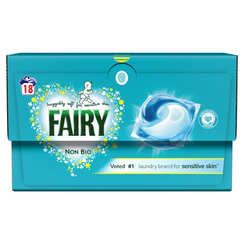 Fairy PODS, Washing Liquid Laundry Detergent Capsules, Non Bio, Sensitive Skin, 18 Washes