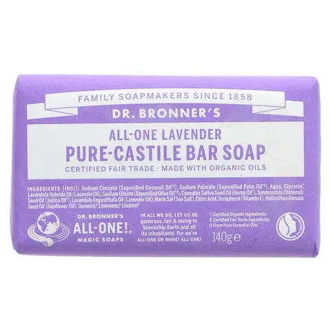 Dr Bronner's Lavender Castile Bar Soap 140g