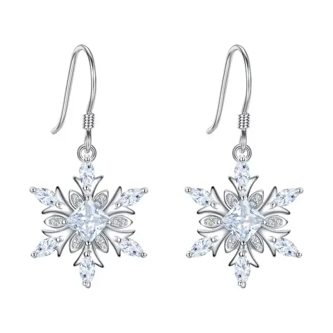 Ever Faith Snowflake Earrings with Clear Cubic Zirconia