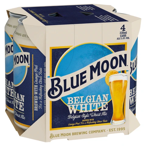 Blue Moon Belgian White American Craft Wheat Beer 4 X 330ml