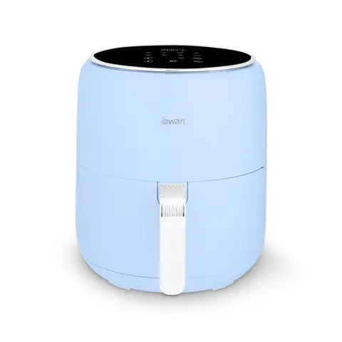 SWAN 4.5L Retro Digital Air Fryer - Retro Blue, 4.5L, with Swan Cyclone Technology, 8 Pre-Set Cooking Options, Adjustable Temperature, SD10513BLU