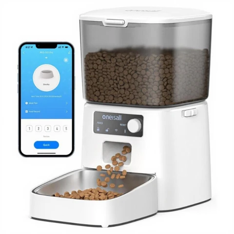 Oneisall Automatische Kattenvoerautomaat 3.5L WiFi App Control Wit