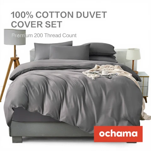 H.XUN 220*240 cm Bettbezug & 60*70 cm Kissenbezug-Set – 3 Stück – Grau