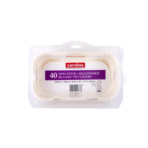 Caroline 2lb Loaf Tin Liner, 190 x 90mm, 65mm deep, pack of 40