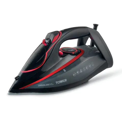 Tower Steam Iron with Ceraglide XL Ceramic Soleplate 3100W Red and Black T22032RED