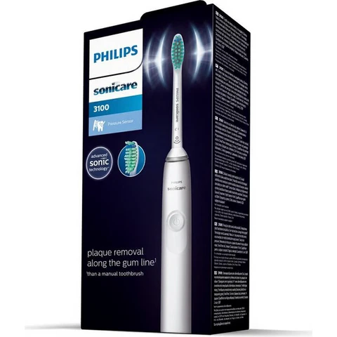 Philips Sonicare Electric Sonic Toothbrush 3100 Series with integrated pressure sensor, SmarTimer and QuadPacer, white, HX3671/13