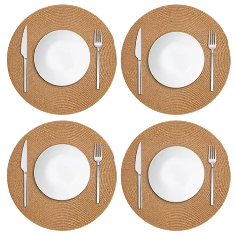 Placemats Woven Round Gold 4pcs