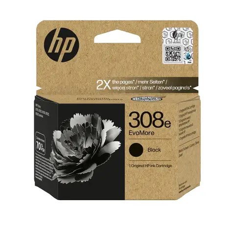 HP 308e EvoMore Black Original Ink Cartridge, compatible with HP Envy 6120e printer