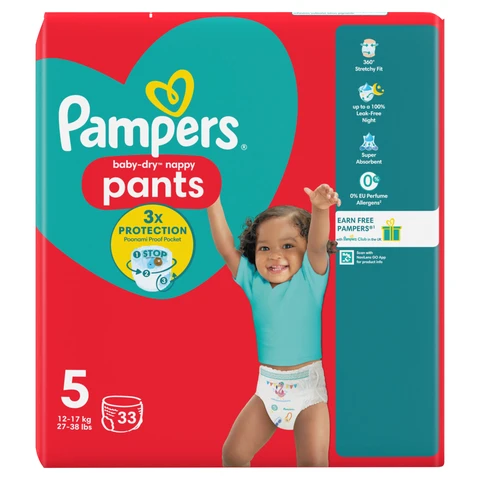 Pampers Baby-Dry Nappy Pants Size 5 33 Pack