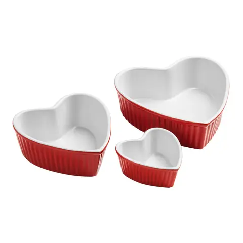 Essentials by Premier Red Set of 3 Heart Shape Oven Dishes