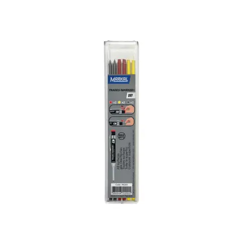 Markal TRADES-MARKER® DRY Refills Assorted 6 Pack (2 x Graphite, 2 x Yellow and 2 x Red)