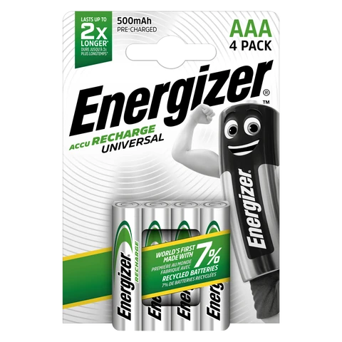 Energizer AAA 500mAh Recharge Universal Batteries – Pack of 4