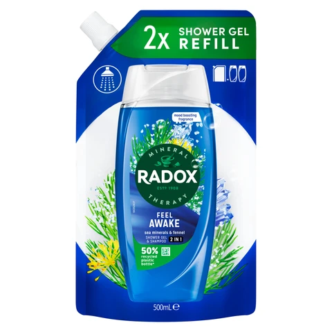 Radox Mineral Therapy 2-in-1 Shower Gel & Shampoo Feel Awake Eco Refill 500ml
