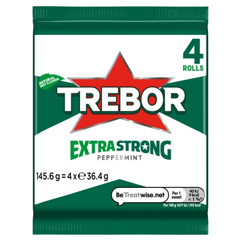 Trebor Extra Strong Peppermint 4 Rolls 145.6g