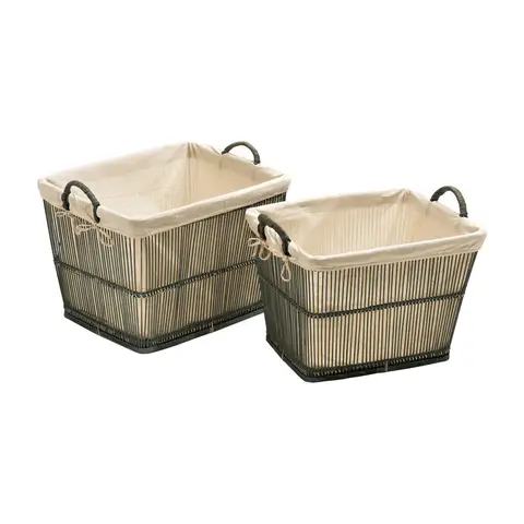Interiors by Premier Rattan/Bamboo Grey Washed Set Of 2 Storage Baskets