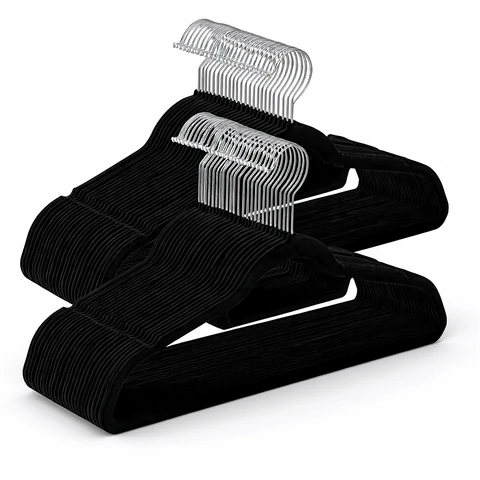 SONGMICS Portes-Vêtements Velours 50 Anti-Dérapant Barre Cravate 360° Crochet Rotatif Économie