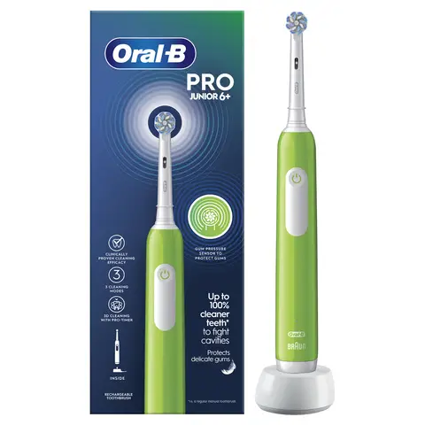 Oral-B Pro Junior Green Electric Toothbrush, For Ages 6+