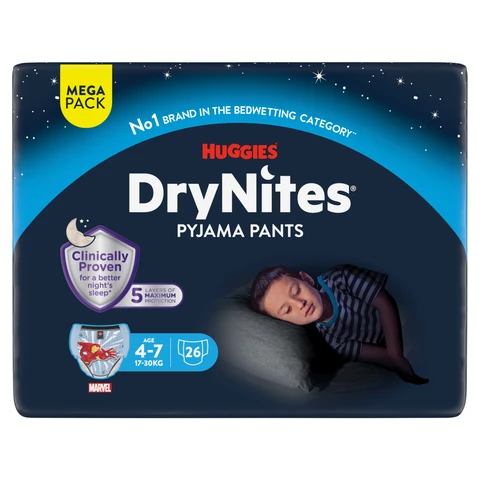 Huggies DryNites Boys 4-7 Years Mega 26 Pack