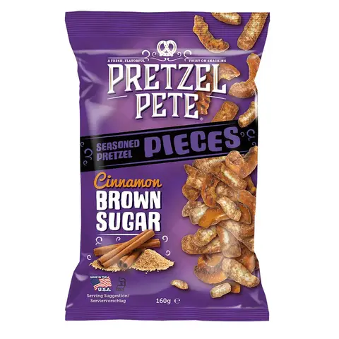 Pretzel Pete Cinnamon Brown Sugar Seasoned Pretzel Pieces 160g