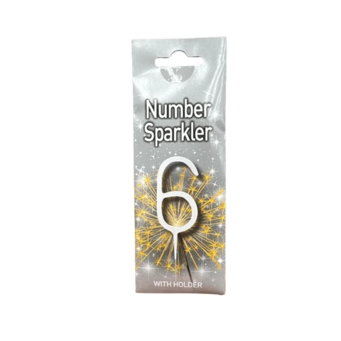 Morrisons Cake Candle Sparkler Number 6 Silver