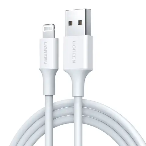 UGREEN USB-A Male to Lightning Male Cable Nickel Plating ABS Shell 1m (White)
