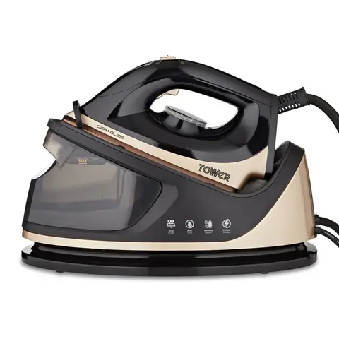 Tower PureSteam Infinity Xpress 8 Bar Steam Generator Iron One Temp 3000W Black and Gold T22023GLD