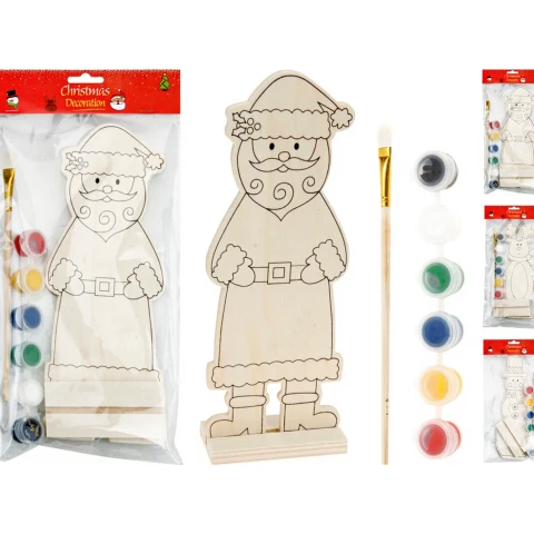 Verfset Hout Kerst- 2 stijlen beschikbaar Santa