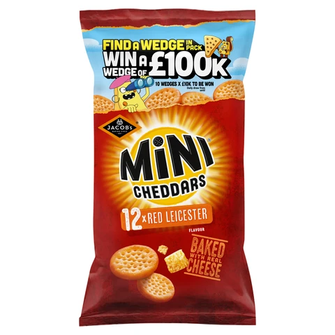Jacob's Mini Cheddars Red Leicester Multipack Snacks 12 X 23G