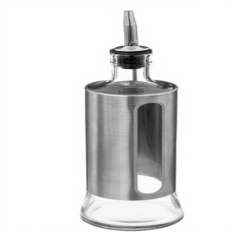 5five Bouteille pour huile ou vinaigre en verre et inox - 0,5 L