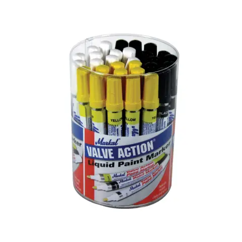 Markal Paint-Riter® Valve Action® Paint Marker 24 Pack (yellow, white and black)