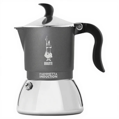 Bialetti Fiammetta Moka Pot Coffee Pot - For open flame/electric stove - Suitable for making 2 Cups - Grey