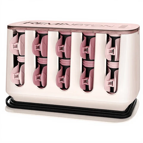 Remington PROluxe Heated Rollers – Advanced Ceramic Rollers, OPTiHeat Technology, Fast Heat-Up, Compact Storage Case, Travel Friendly – Rose Gold, H9100