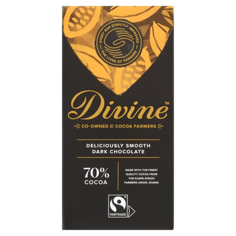 Divine Chocolate 70% Dark Chocolate 90g
