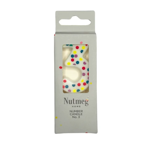Nutmeg Cake Candle Spots Number 3 Multicolour