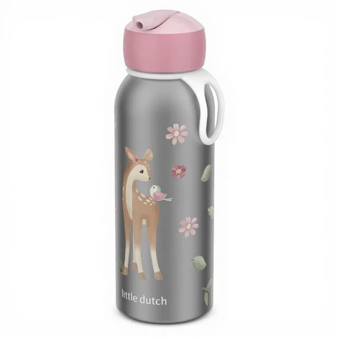 Mepal - Flip-up Campus Little Dutch Thermal Flask - Insulated Drinking Bottles for Children - Stainless Steel Thermos Flask - Hot for 4 Hours & Cold for 12 Hours - BPA-Free - 350 ml - Fairy Garden