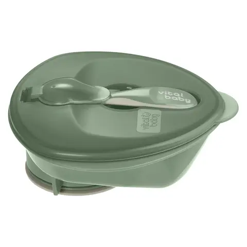 Vital Baby Nourish Power Suction Bowl 6+ Months Natural Moss