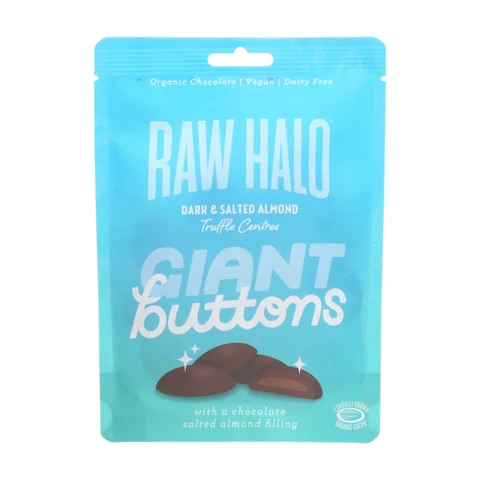 Raw Halo Dark Salt Almond Choc Buttons 100g