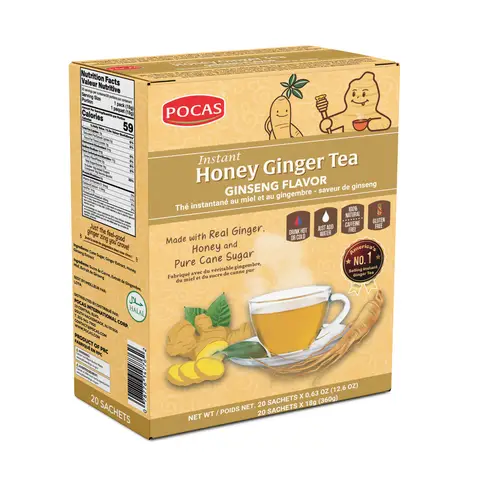 POCAS Ginseng & Ginger Honey Tea, 20 Sachets x 18 g