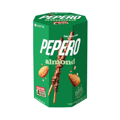 Lotte Pepero Biscuit Sticks with Almond Chocolate Coating Multi Box 128g