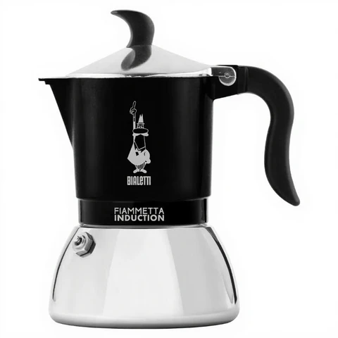 Bialetti Fiammetta Moka Kaffeekocher - Für offene Flamme/Elektroherd - Für 2 Tassen - Schwarz