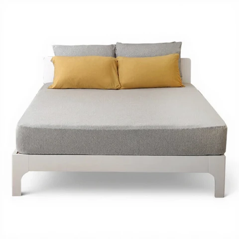 J.Zao Drap-housse en coton Bonnet de lit en coton tricoté Couvre-lit Coton à longues fibres pour lit de 1,8 m Gris fromage