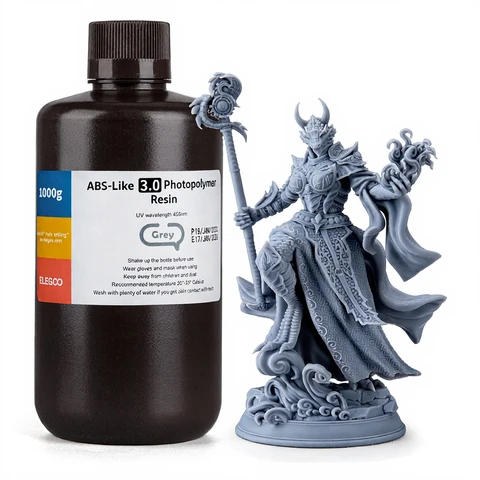 Elegoo Résine pour imprimante 3D ABS-Like 3.0, 1000 g, haute précision, résistance et ténacité améliorées, 405 nm, polymérisation UV LCD pour MSLA/LCD/DLP