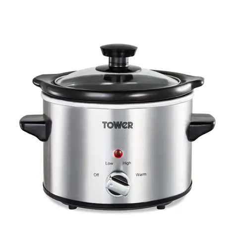Tower Infinity Compact Slow Cooker - Stainless Steel, 1.5L, 120W, Keep Warm Function, T16020