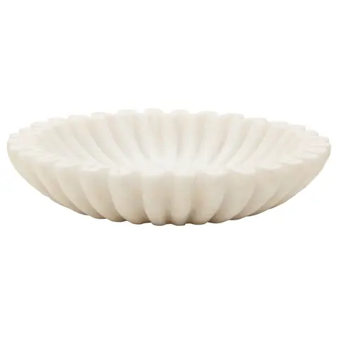 Fifty Five South Decorative Bowl Savio Fluted Marble White Small