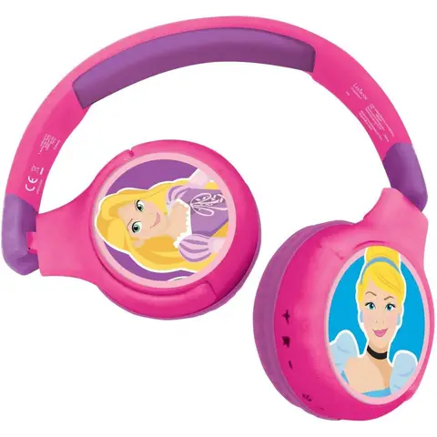 Lexibook Disney Princess - 2-in-1 Wireless/ Wired Kids Headphones - Pink