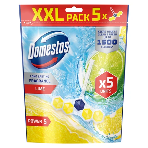 Domestos Power Toilet Rim Block, Lime, 5 Packs