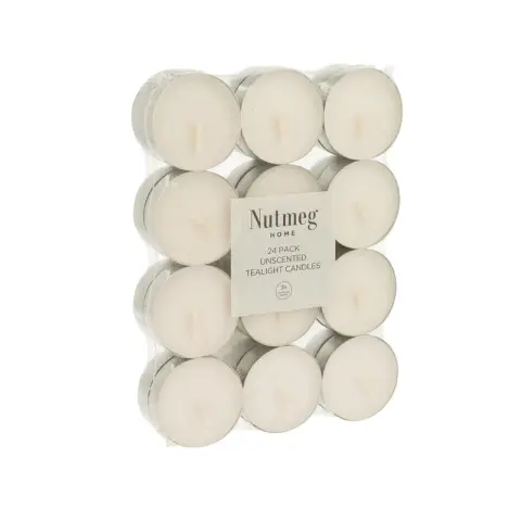 Nutmeg Home Tealight Candles Unscented White 24pk