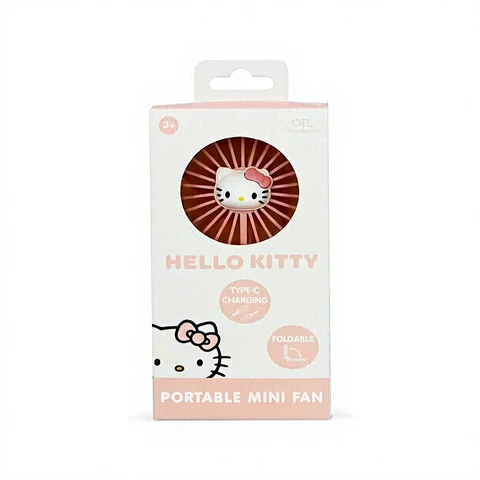 Hello Kitty Opvouwbare Mini Bureau Ventilator - 3D Karakter Ontwerp - USB Voeding - Verstelbare Hoek - Roze