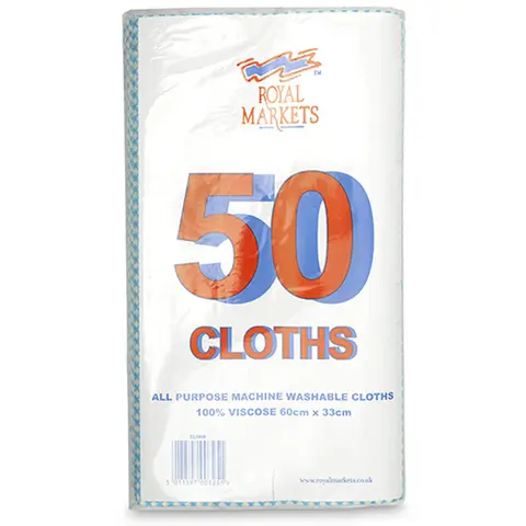 Royal Markets Blue Stripe All Purpose Cloths, 60 x 33cm, pack of 50